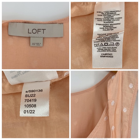 Loft Peach Embroidered Polka Dot Boho Tie Back Flounce Dress, XS - Picture 16 of 16